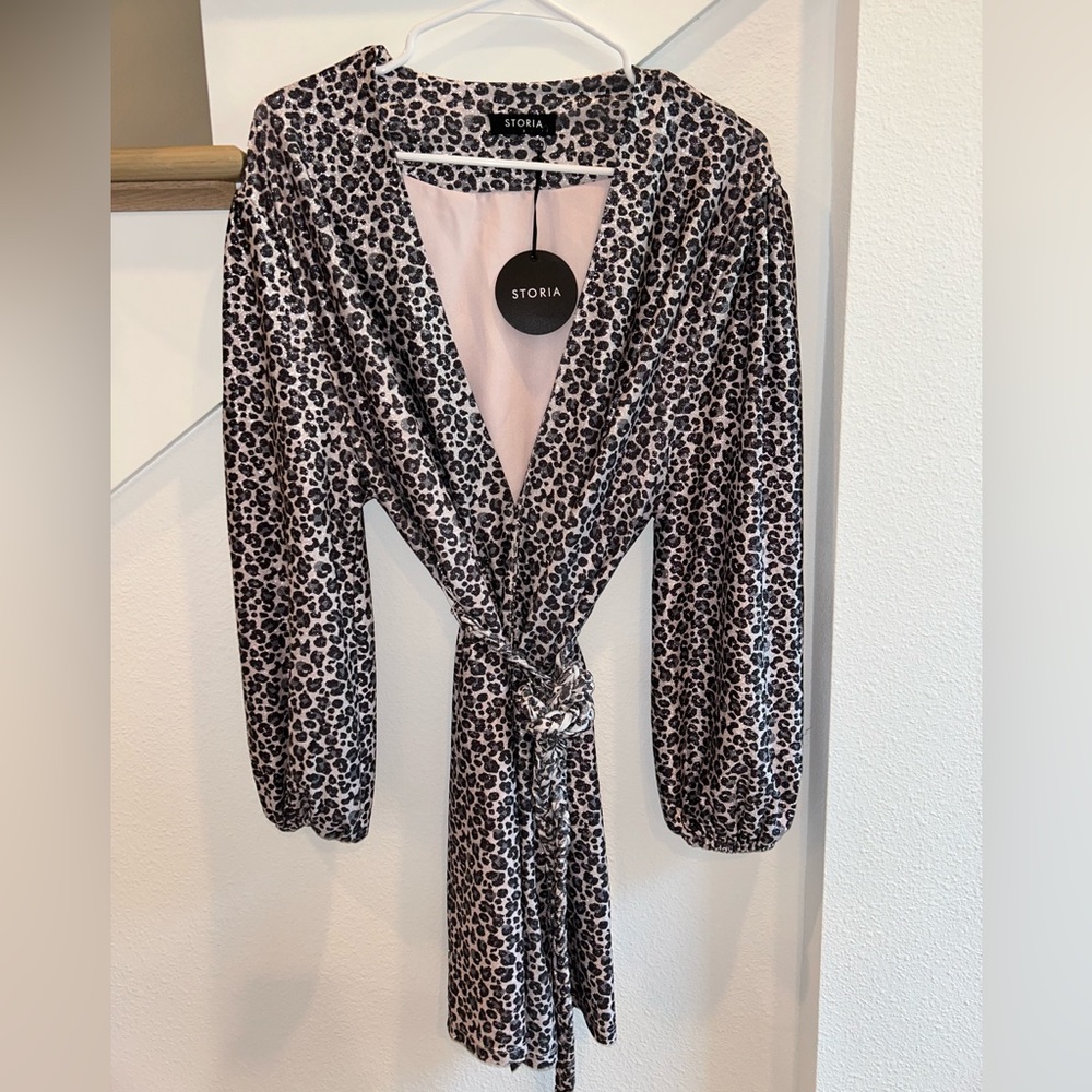 NWT Storia Metallic Wrap Dress (S)